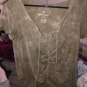 American Eagle Soft and Sexy Lace-Up Shirt